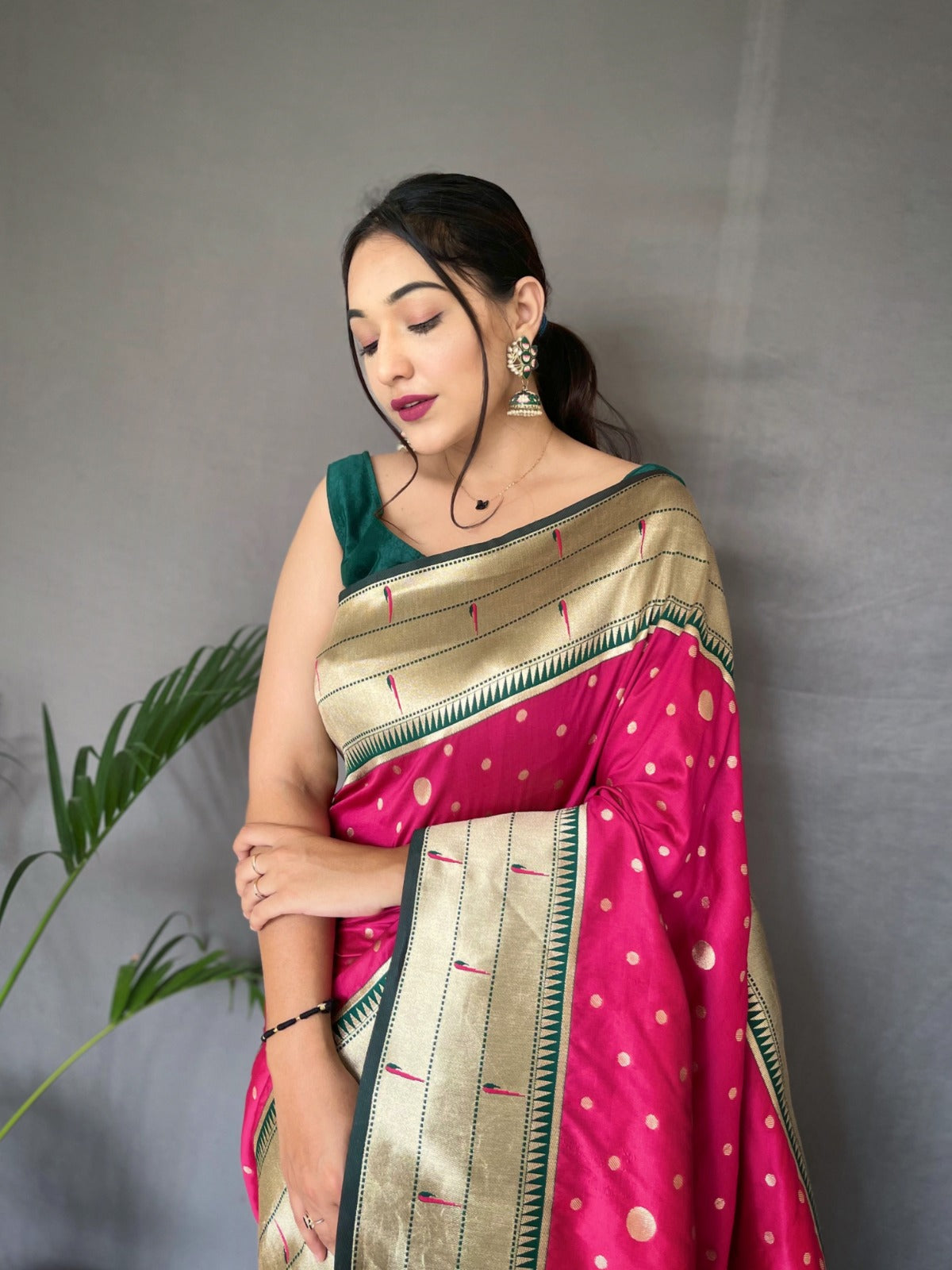 Pink Paithani Silk Saree