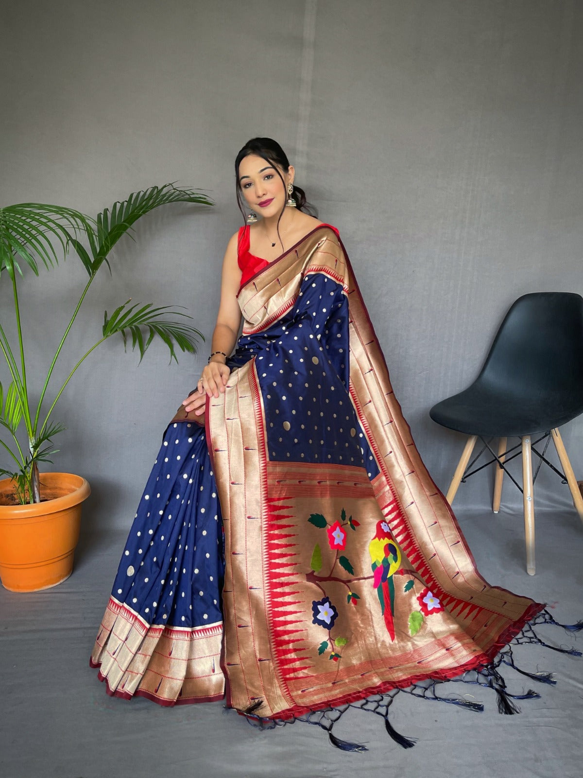 MIDNIGHT BLUE  Paithani Silk Saree