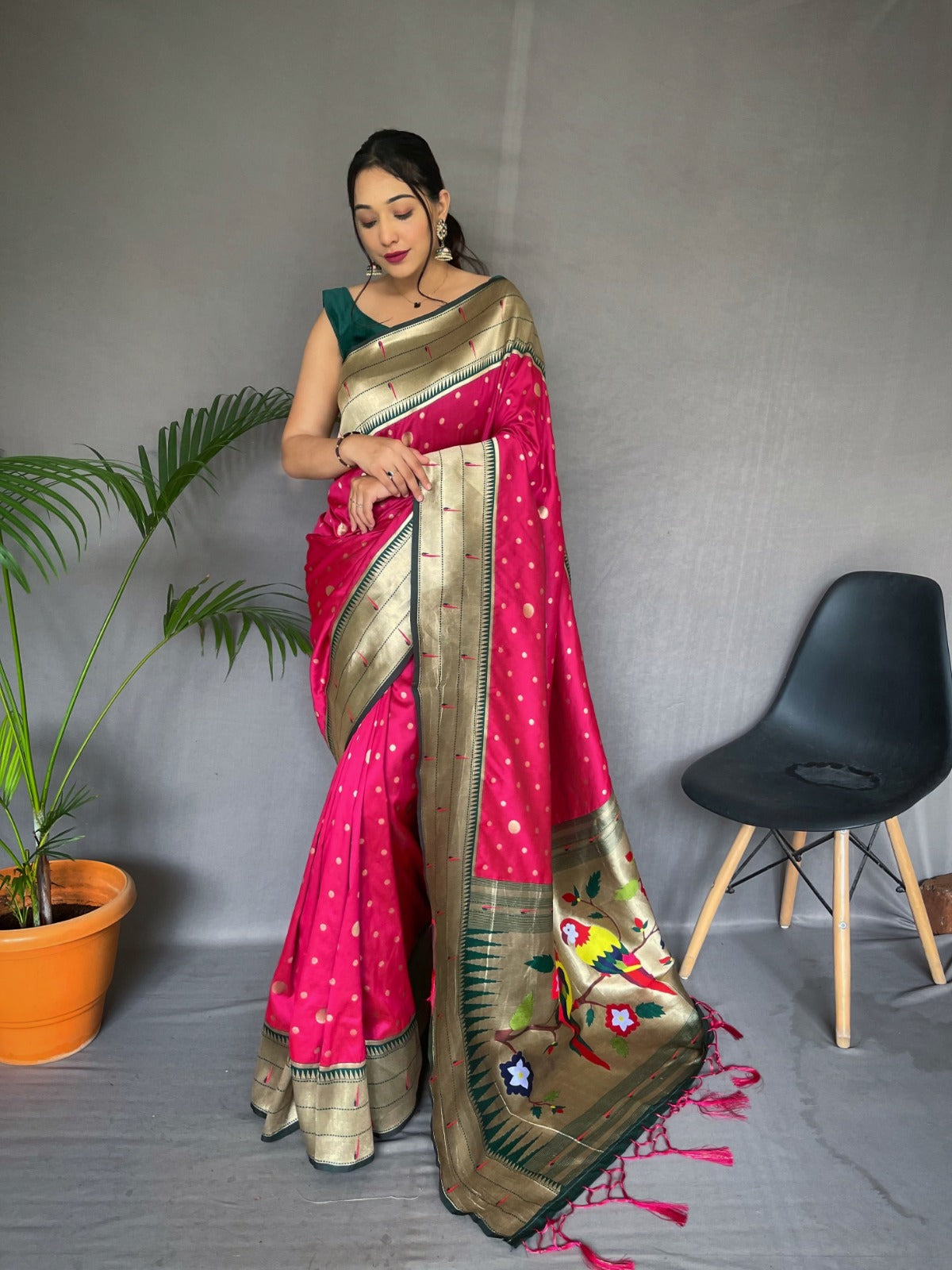 Pink Paithani Silk Saree