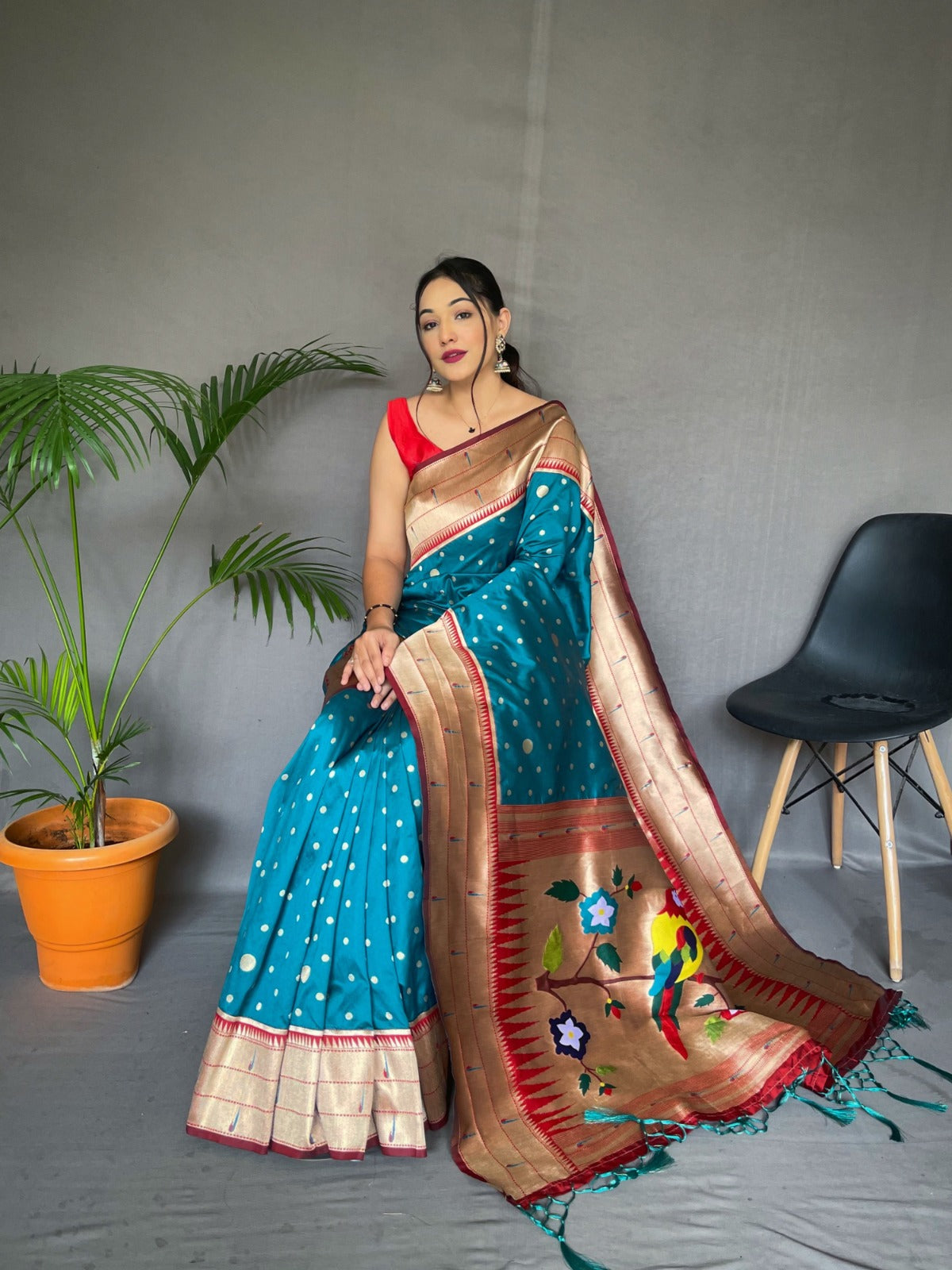 BLUE Paithani Silk Saree