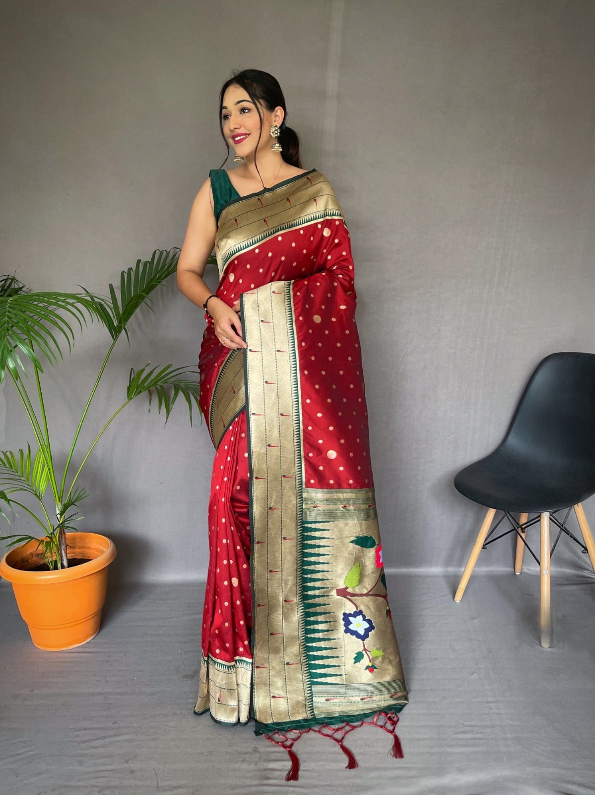 RED Paithani Silk Saree