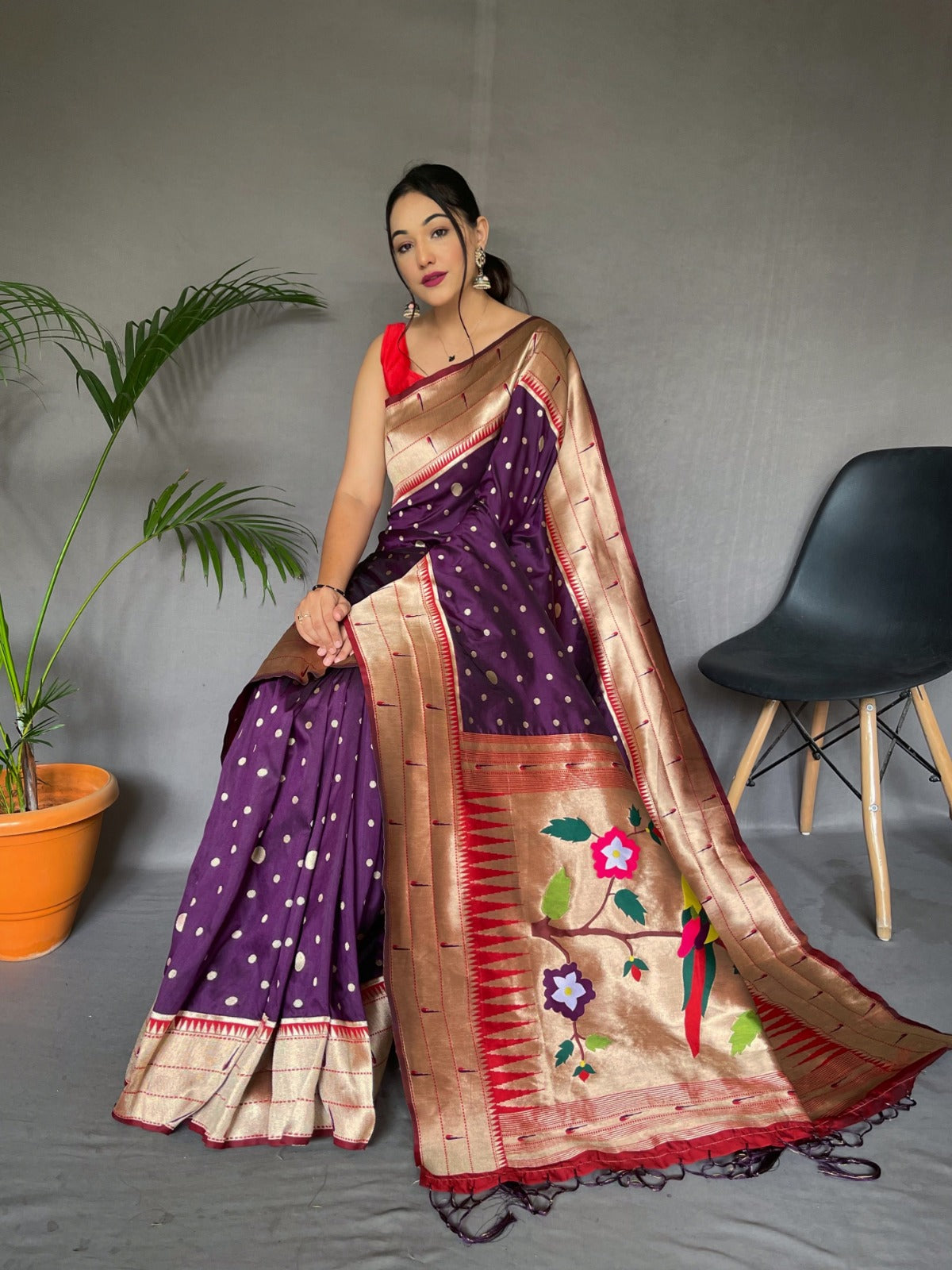 PURPLE Paithani Silk Saree