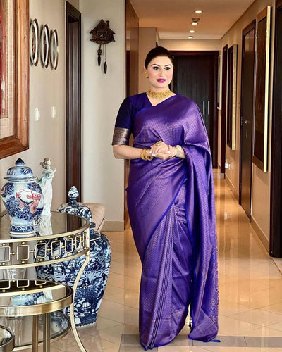 VIOLET SAREE WITH HEAVY BROCADE BLOUSE