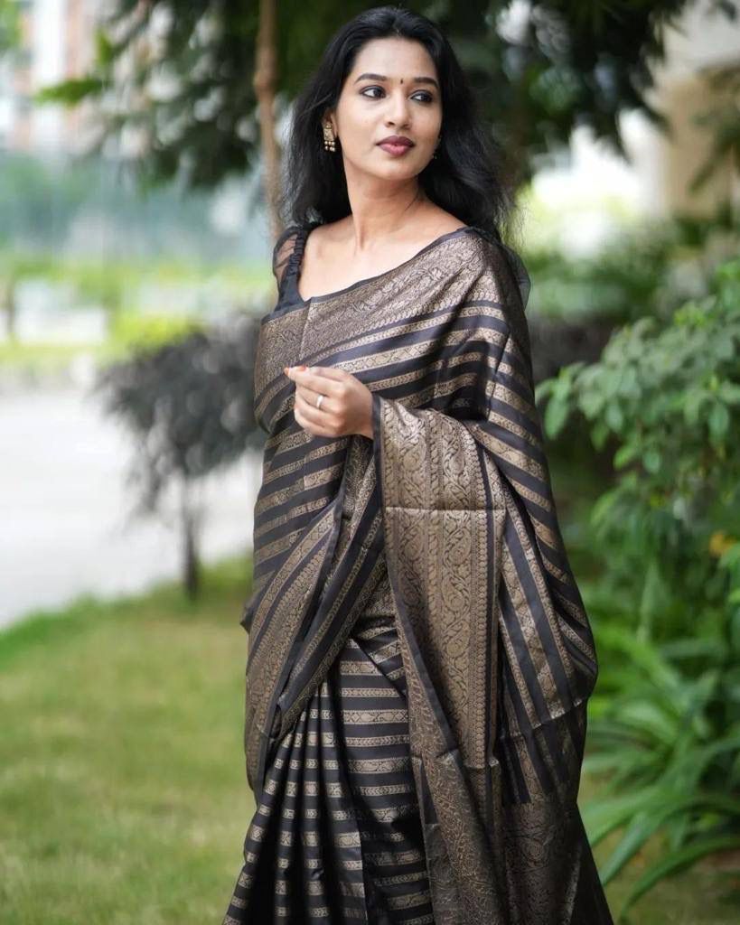 GREY BANARASI SILK WITH COPPER ZARI WEAVING SAREE