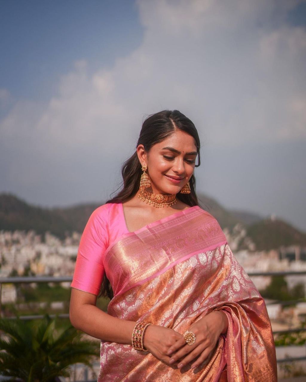 LIGHT BABY PINK  BANARASI SILK WITH COPPER ZARI WEAVING SAREE