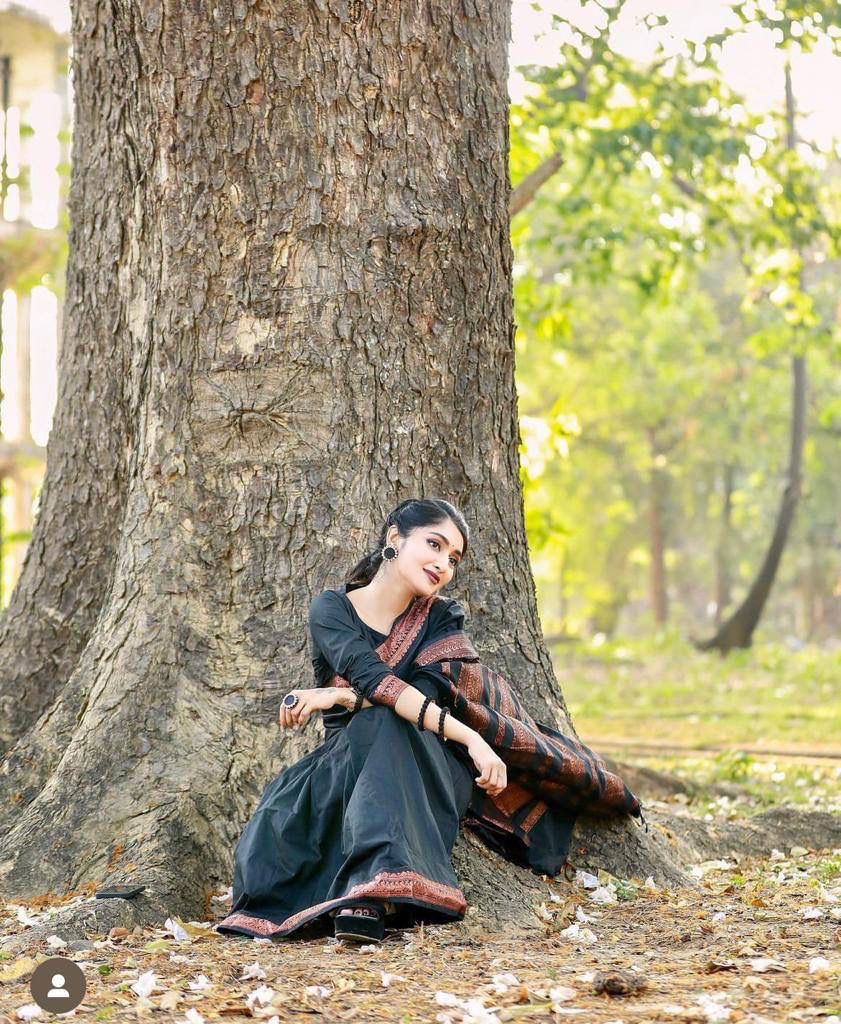 BLACK & BROWN  BANARASI SILK SAREE WITH HEAVY BROCADE BLOUSE