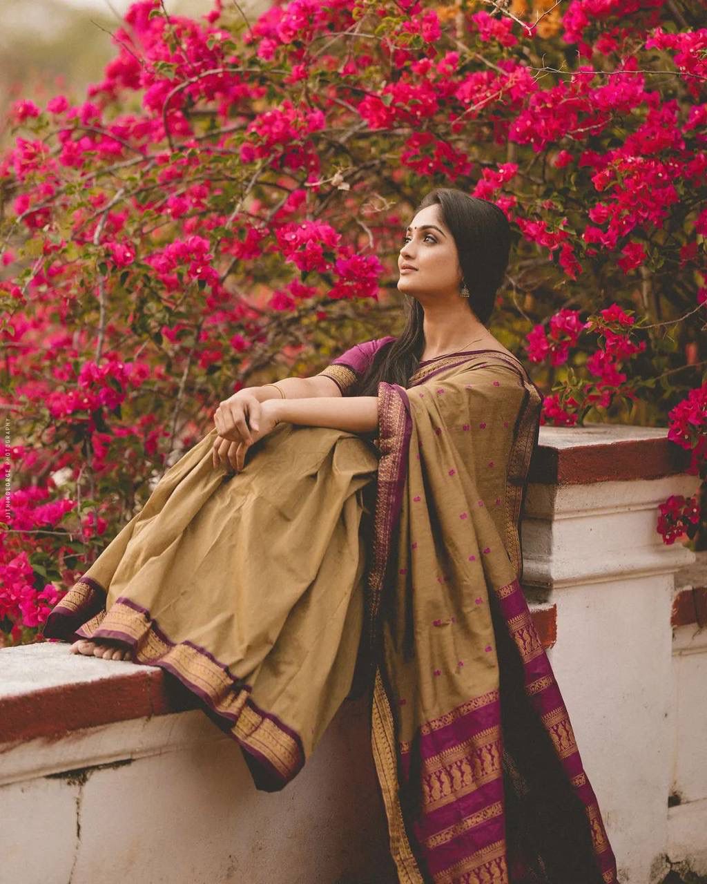 CHIKKU BROWN PURE SEMI SILK BANARASI SAREE WITH HEAVY BROCADE BLOUSE