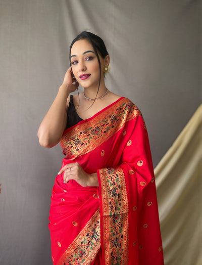 ROYEL RED Paithani Saree