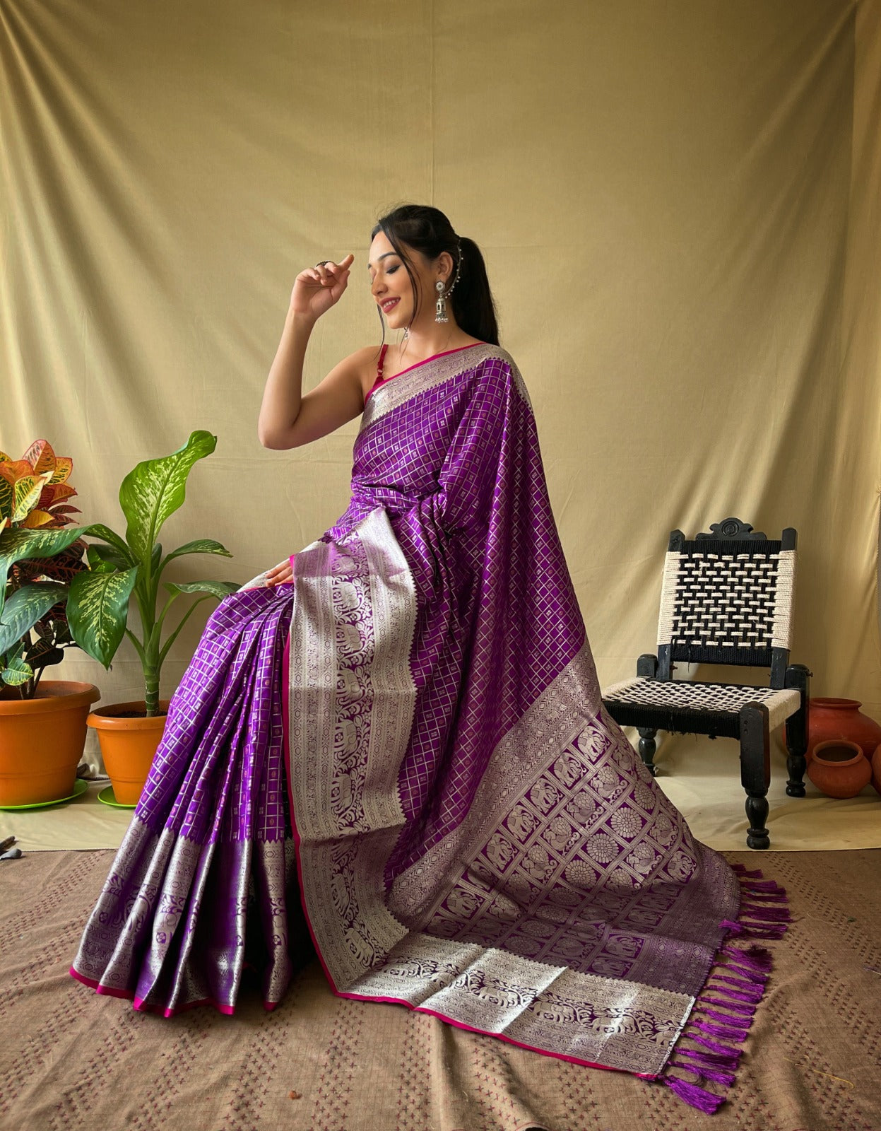 MARDI GRAS PURPLE HANDLOOM BANARASI SILK SAREE