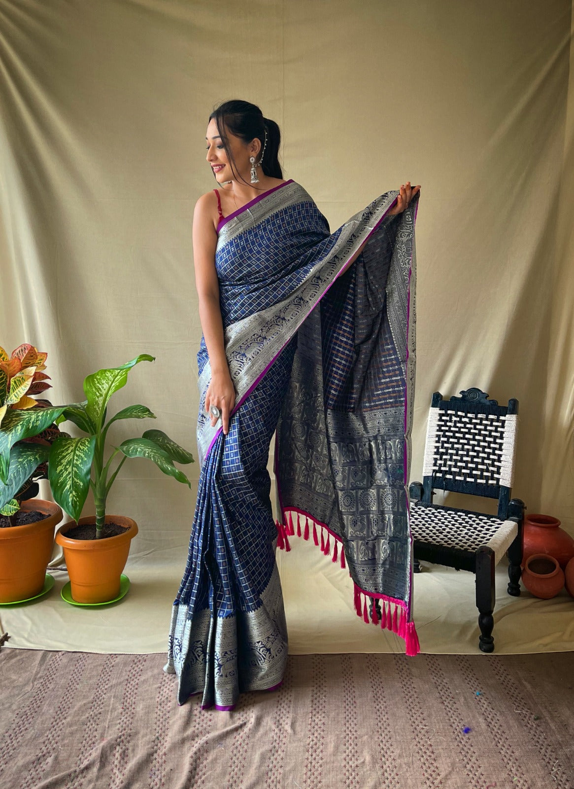 DENIM BLUE HANDLOOM BANARASI SILK SAREE