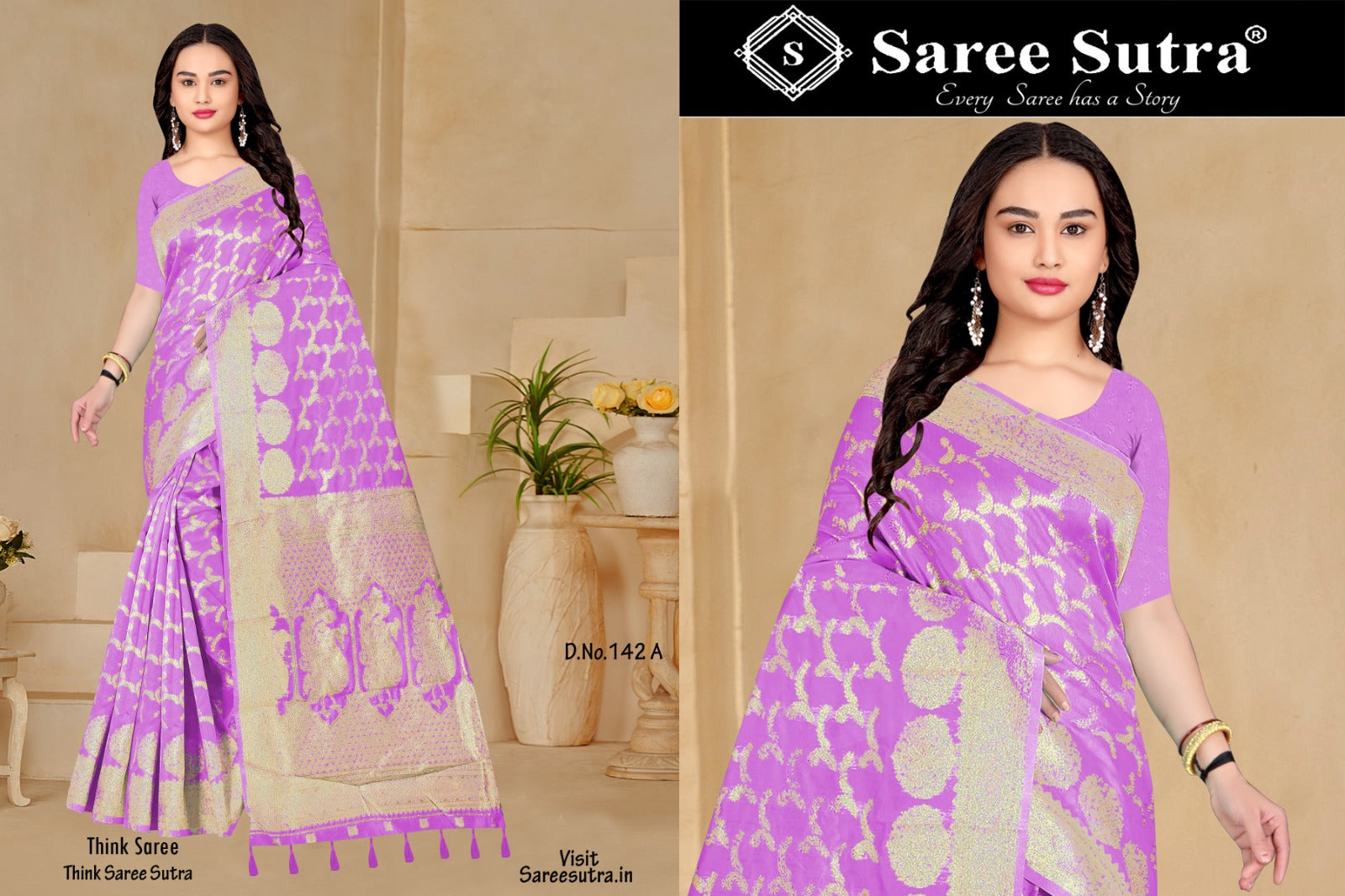 LIGHT LAVENDER SILK WITH ZARI WEAVING SAREE