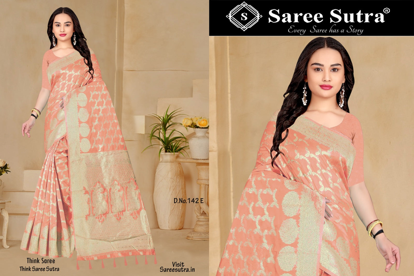 PEACH PINK SILK WITH ZARI WEAVING SAREE