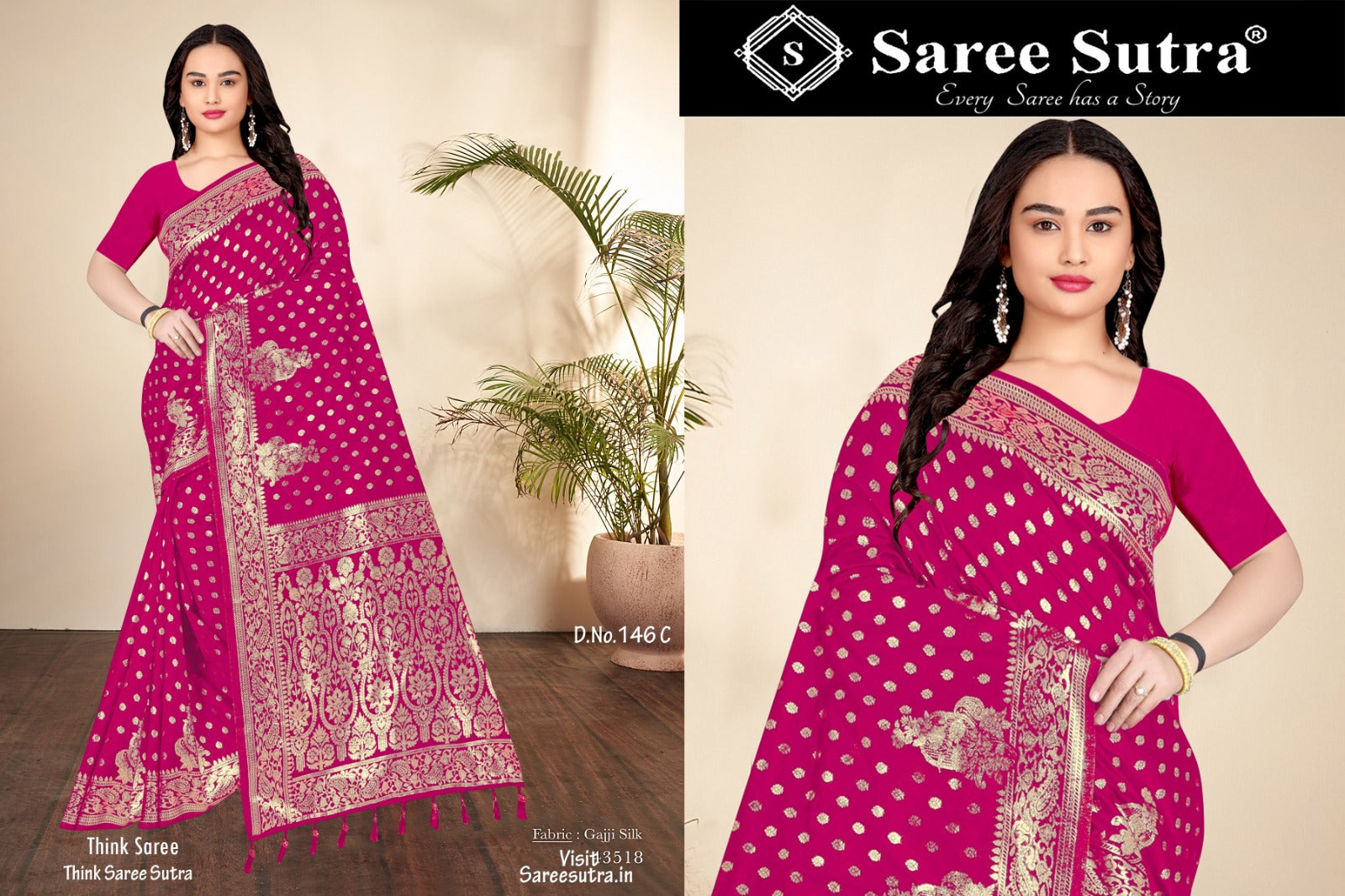 MAGENTA  BANARASI SILK WITH ZARI WEAVING SAREE