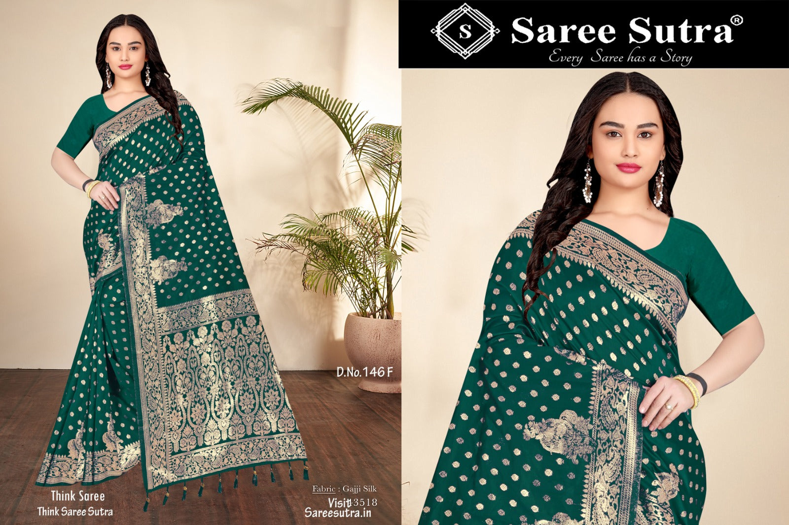 SACRAMENTO GREEN BANARASI SILK WITH ZARI WEAVING SAREE