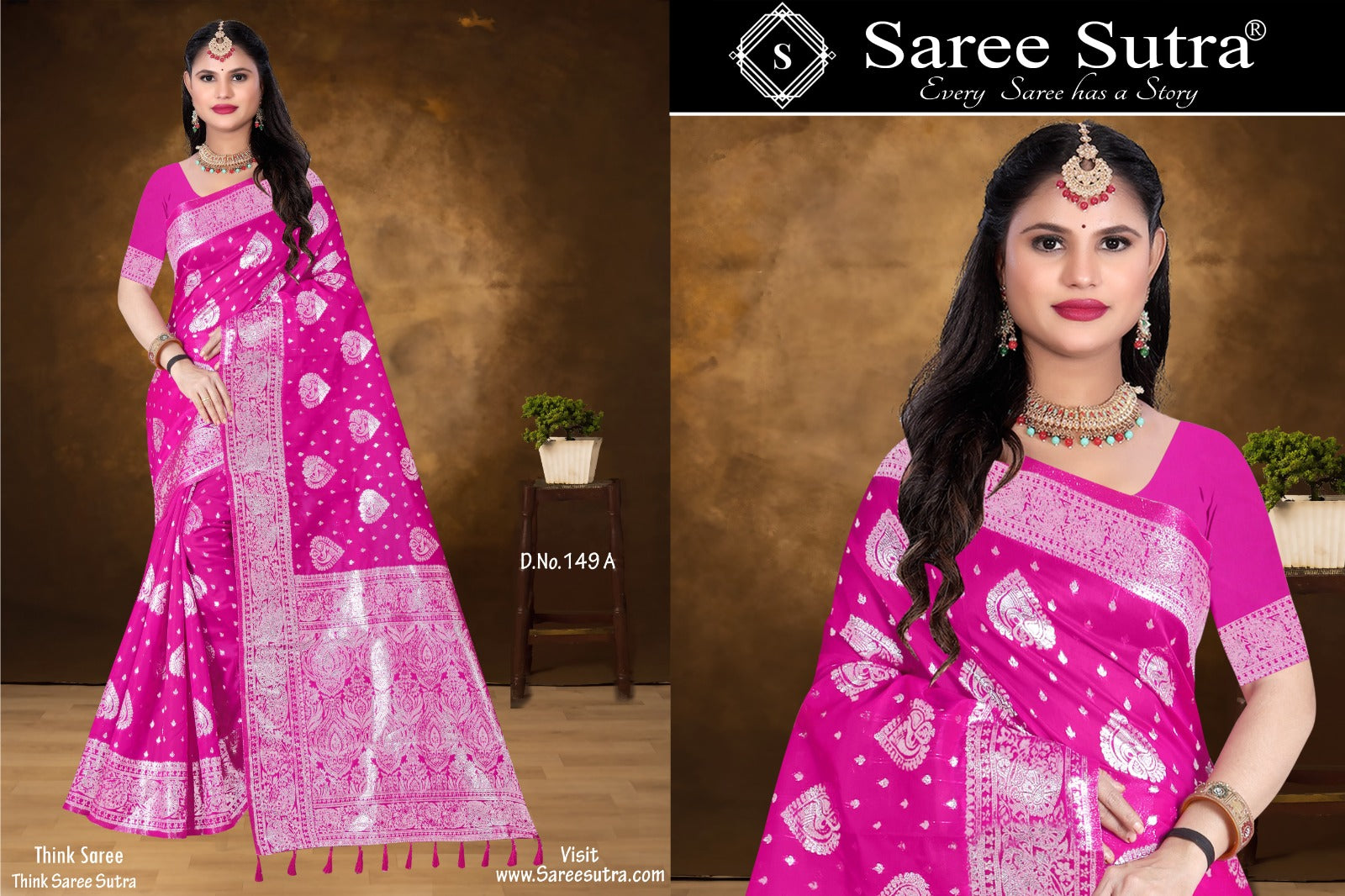 SHADES OF PINK BANARASI SILK WITH ZARI WEAVING SAREE