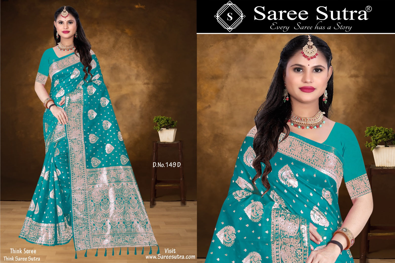 LIGHT BLUE BANARASI SILK WITH SILVER ZARI SAREE