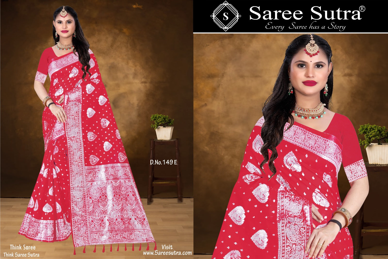 RED BANARASI SILK WITH SILVER ZARI SAREE