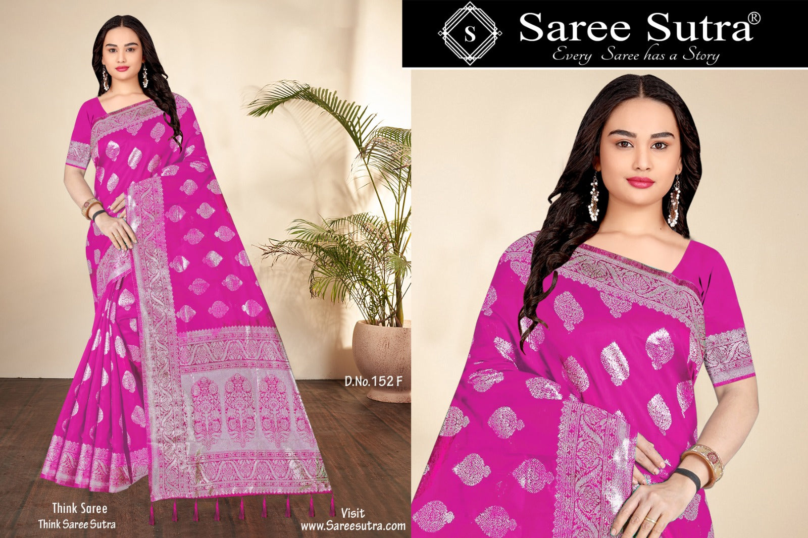 BERRY PINK BANARASI SILK WITH SILVER ZARI SAREE