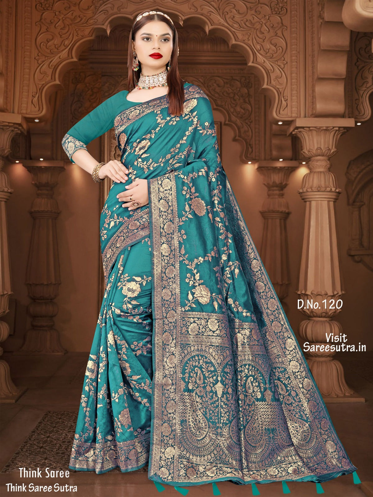 LIGHT BLUE BANARASI SILK WITH ZARI WEAVING SAREE