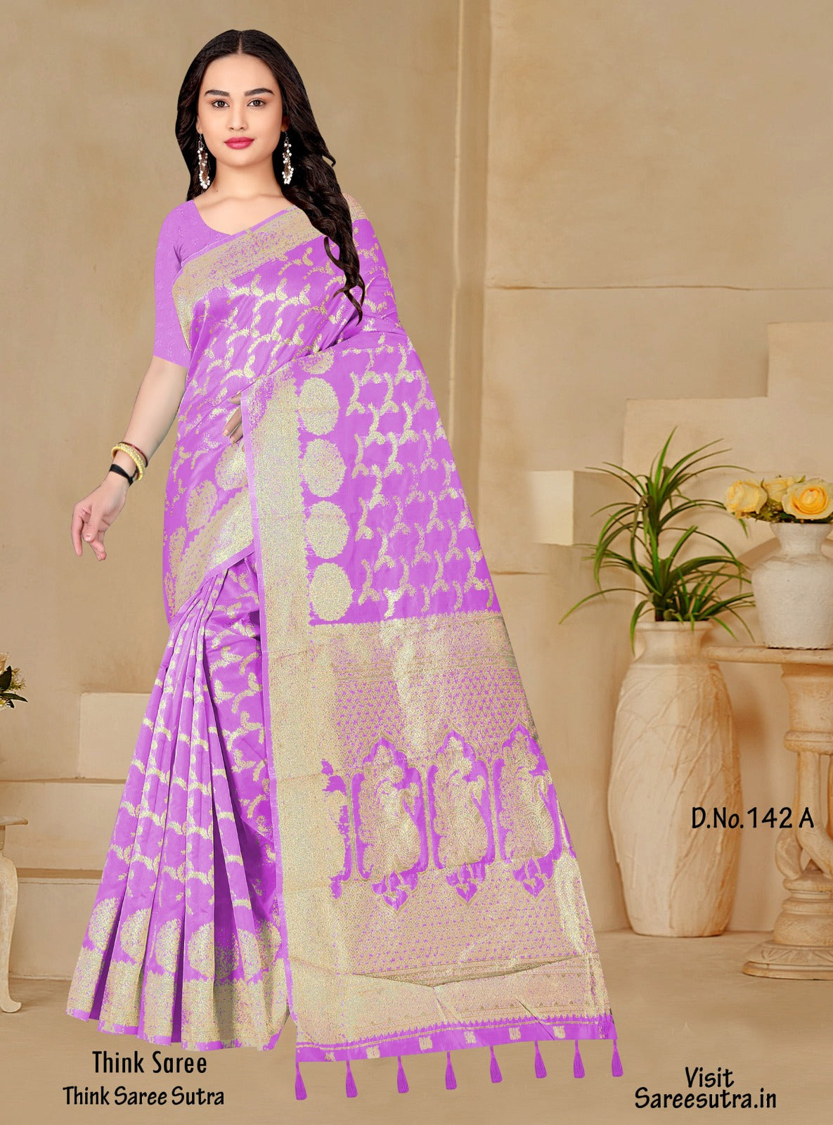 LIGHT LAVENDER SILK WITH ZARI WEAVING SAREE