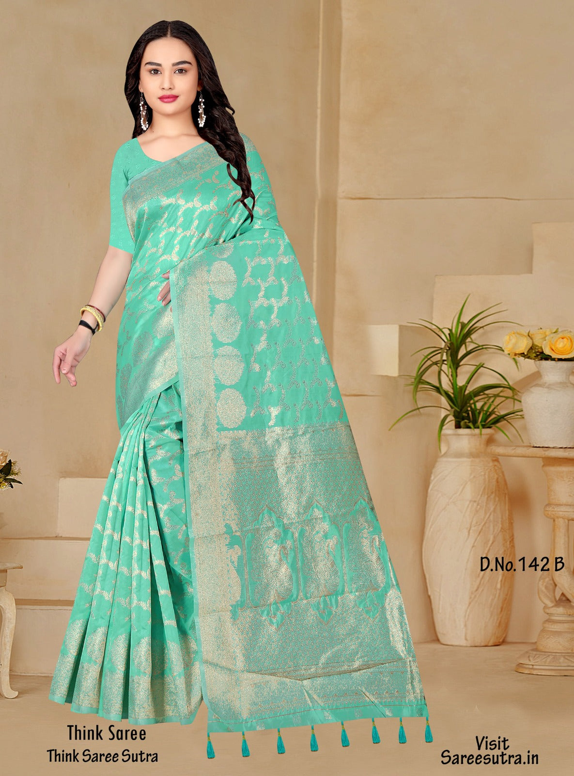 FROST GREEN SILK WITH ZARI WEAVING SAREE