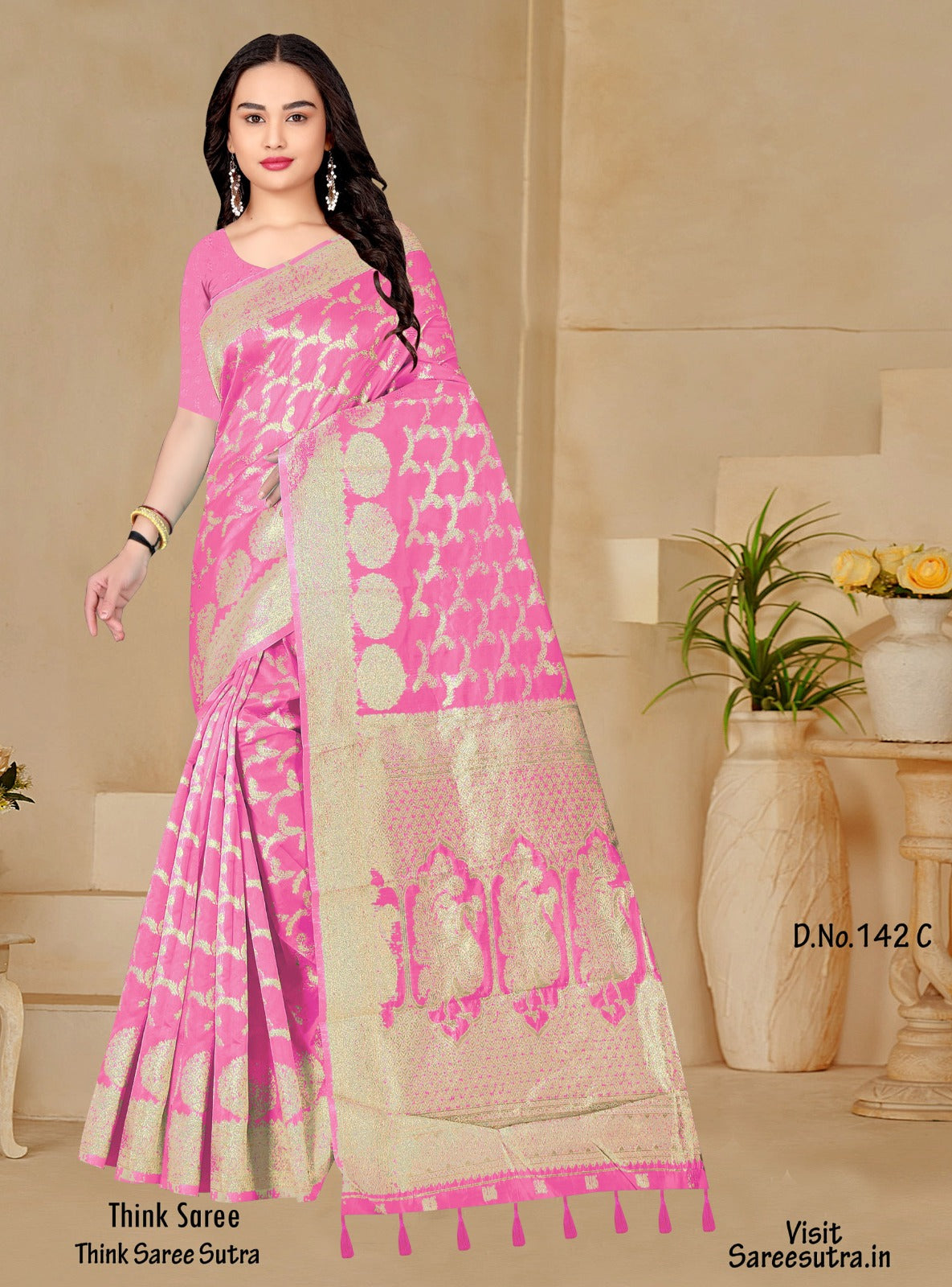 BLUSH PINK SILK WITH ZARI WEAVING SAREE