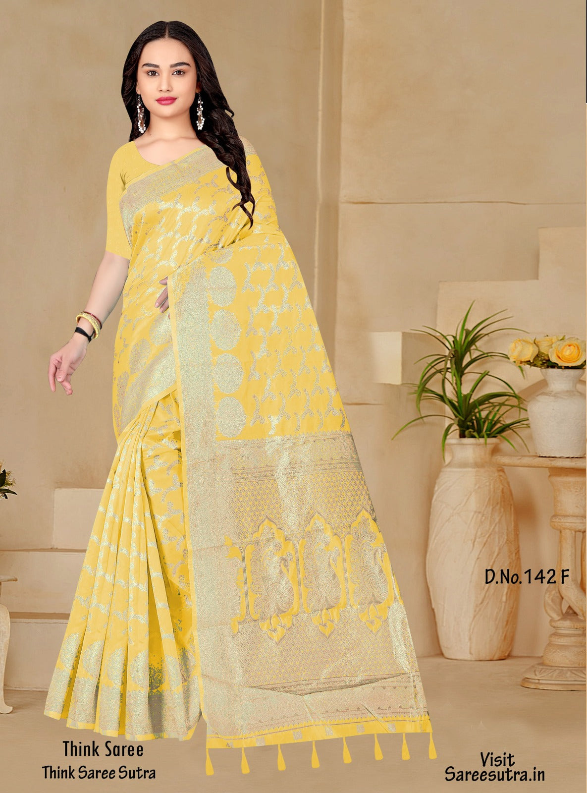 CANARY YELLOW SILK WITH ZARI WEAVING SAREE