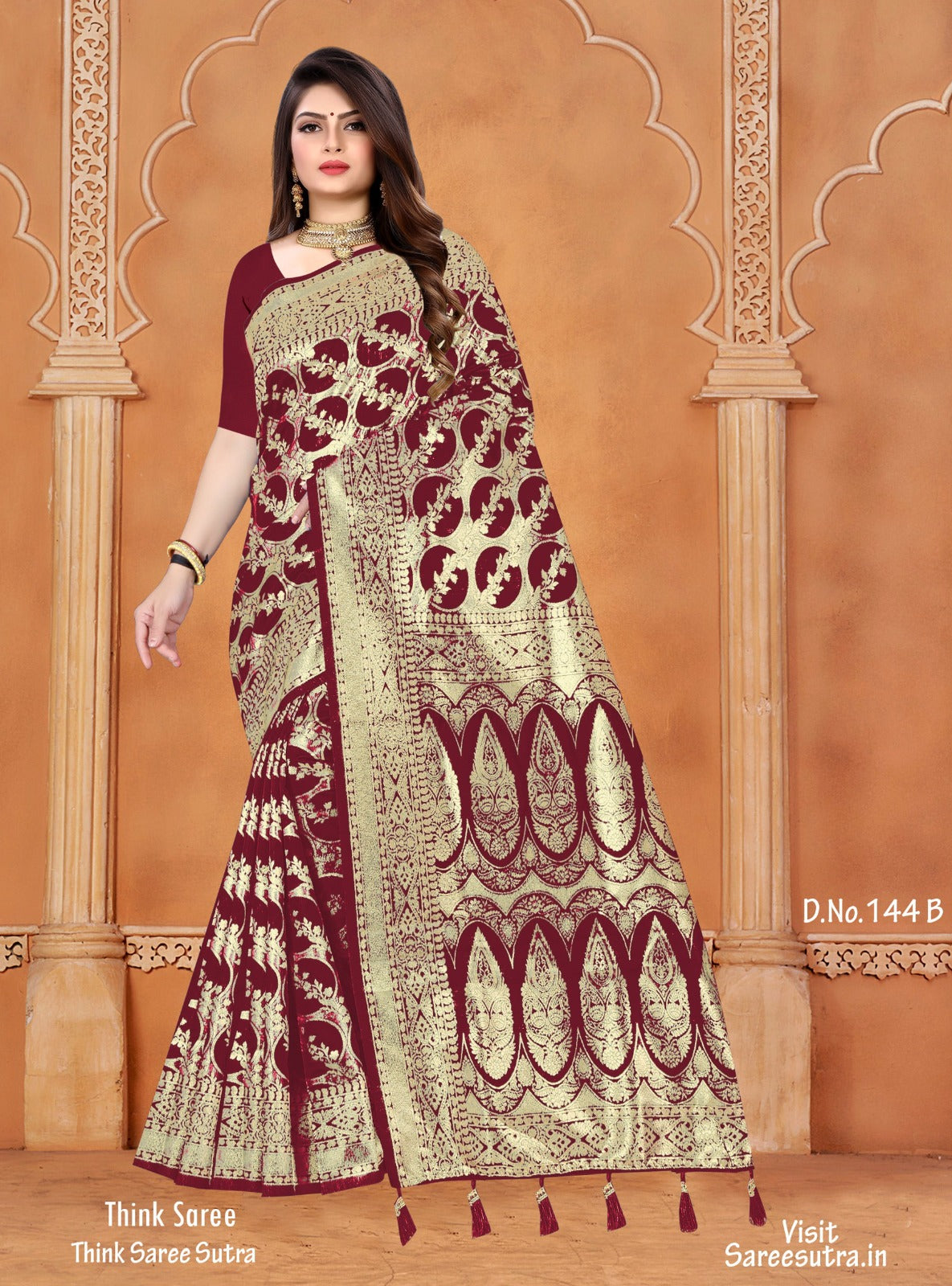 MAROON BROWN SILK WITH ZARI WEAVING SAREE