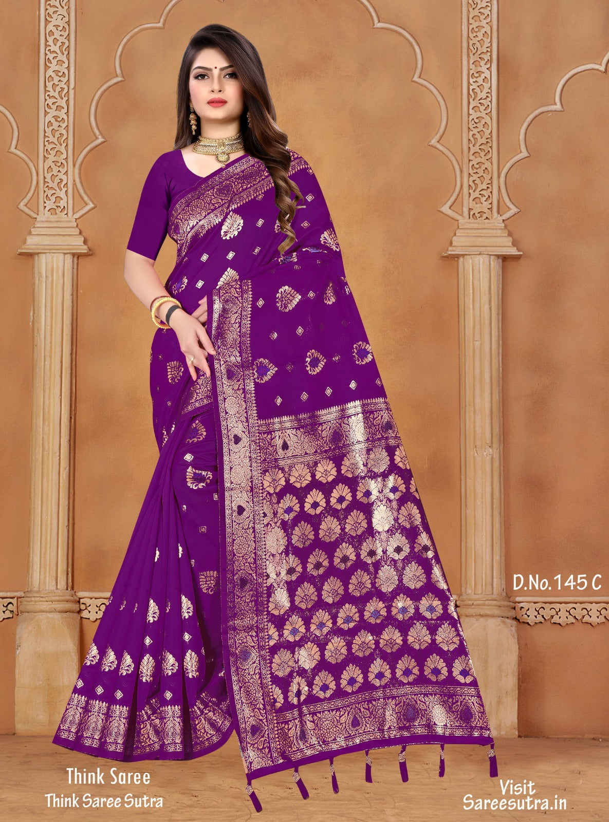 DARK ORCHID SILK SAREE WITH ZARI WEAVING