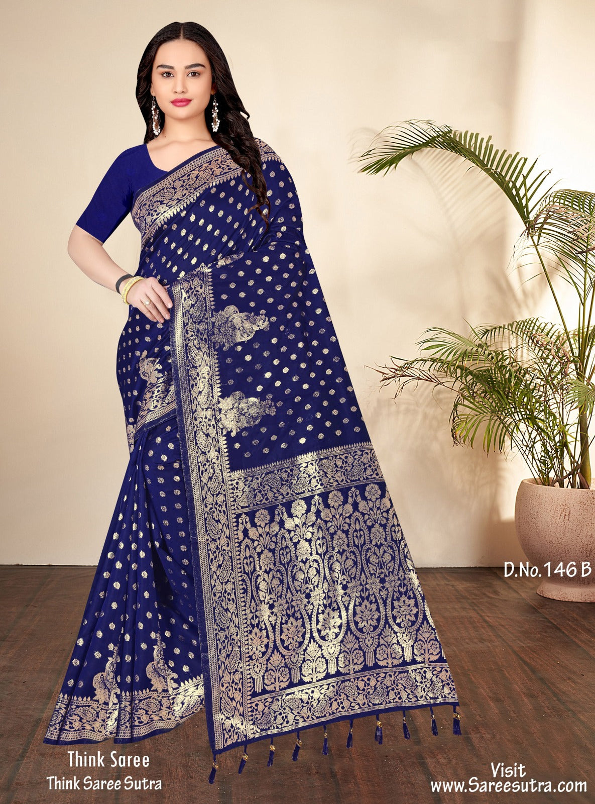 CAPRI BLUE BANARASI SILK WITH ZARI WEAVING SAREE