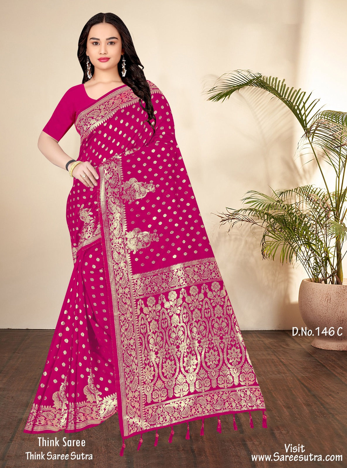 MAGENTA  BANARASI SILK WITH ZARI WEAVING SAREE