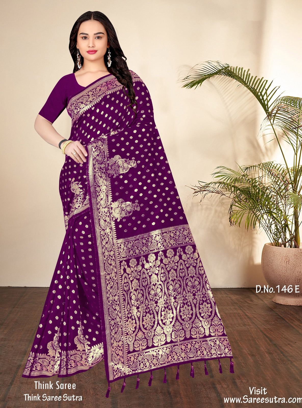 Mulberry Purple BANARASI SILK WITH ZARI WEAVING SAREE