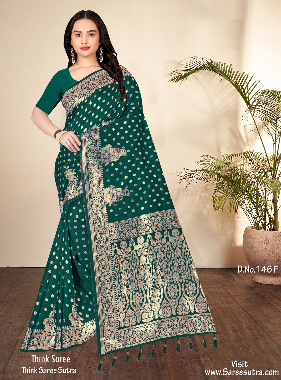 SACRAMENTO GREEN BANARASI SILK WITH ZARI WEAVING SAREE