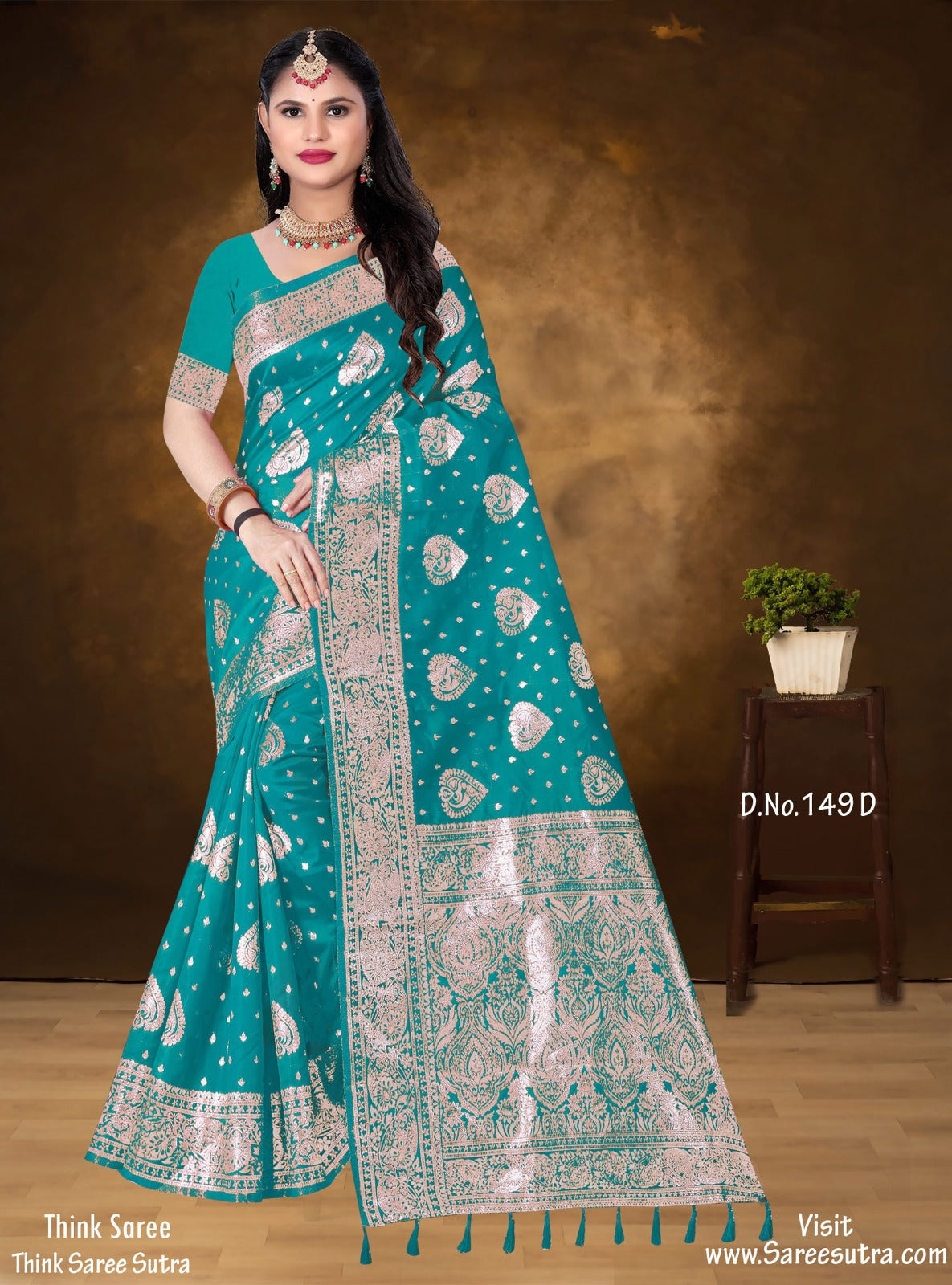 TIFFANY BLUE BANARASI SILK WITH ZARI WEAVING SAREE