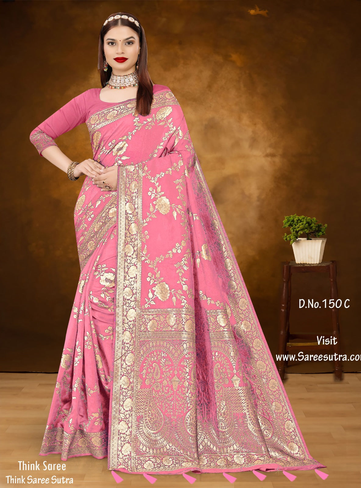 BABY PINK BANARASI SILK WITH ZARI WEAVING SAREE