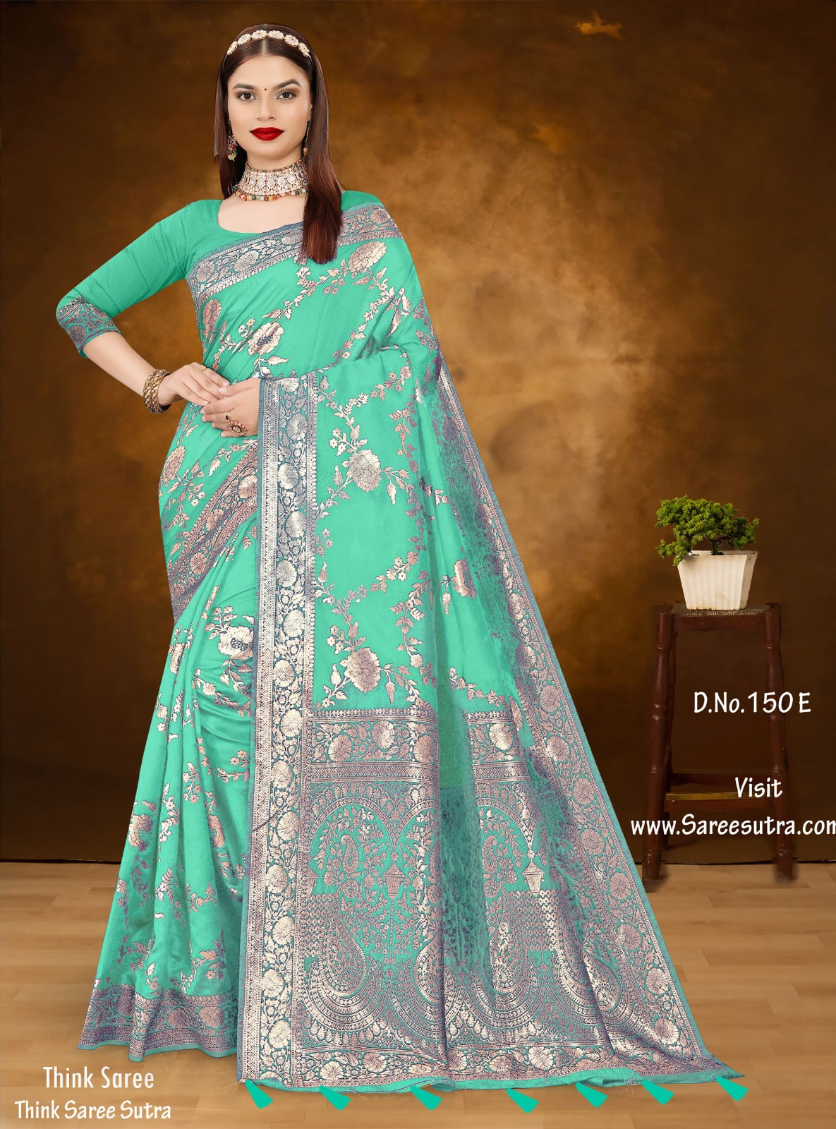 SHADES OF BLUE BANARASI SILK WITH ZARI WEAVING SAREE