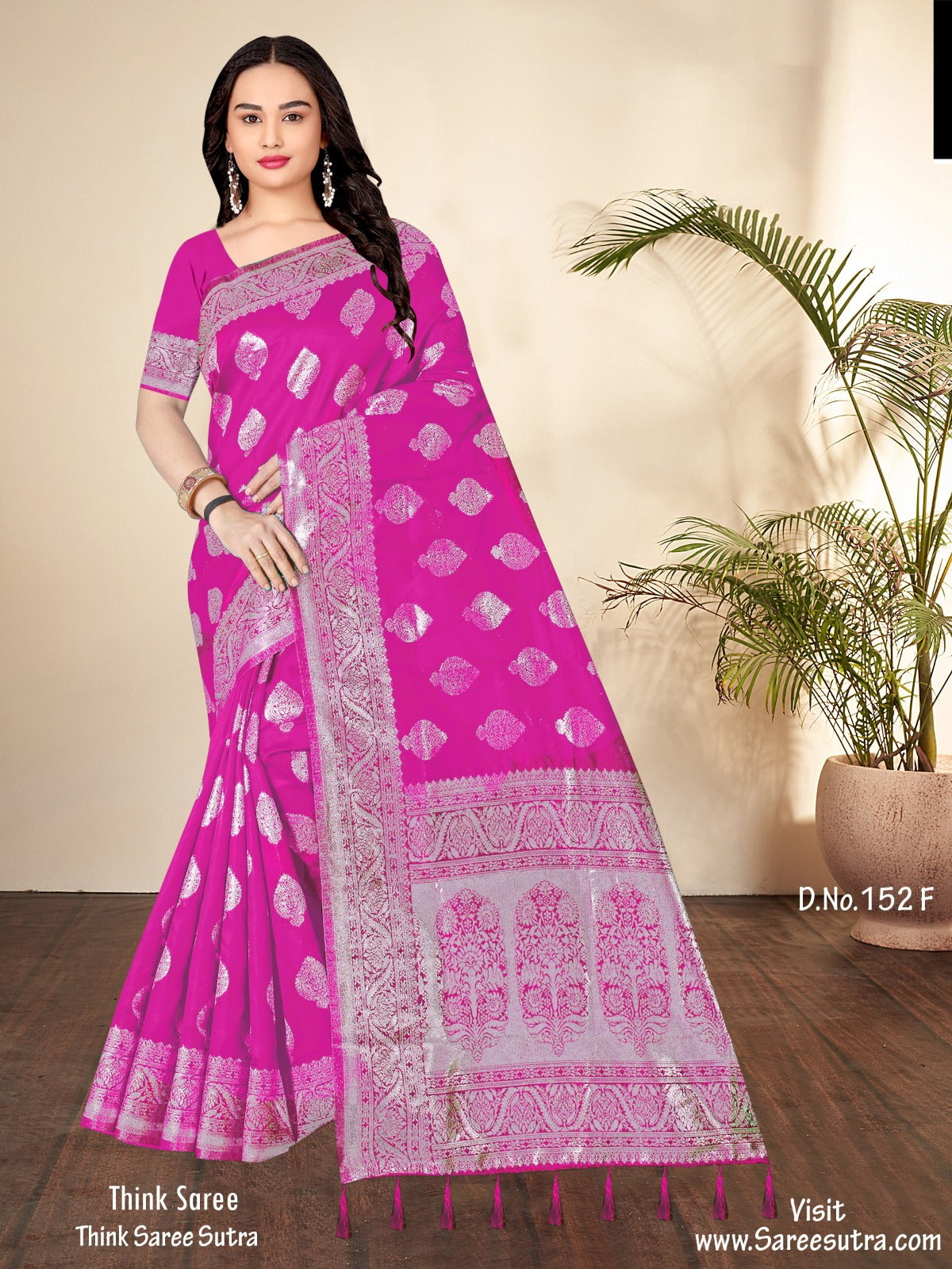 BERRY PINK BANARASI SILK WITH SILVER ZARI SAREE