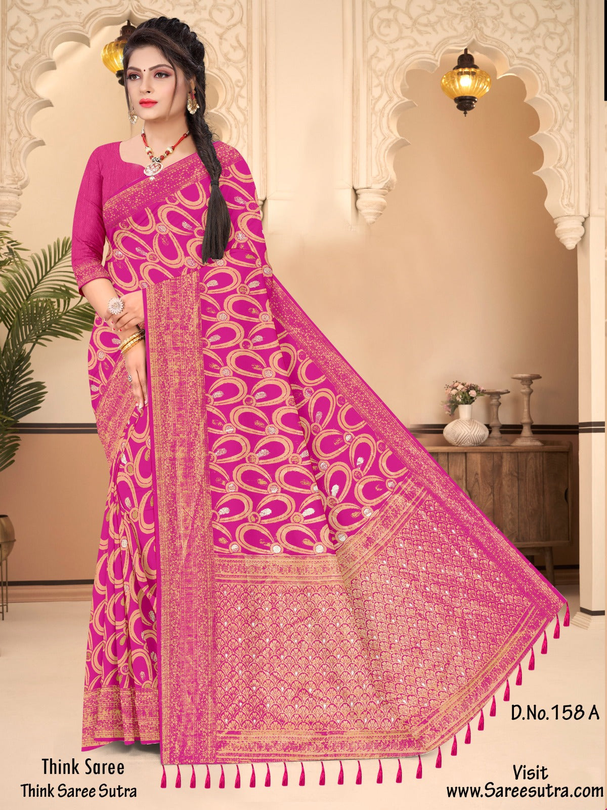 SWEET PINK BANARASI SILK WITH ZARI WEAVING SAREE