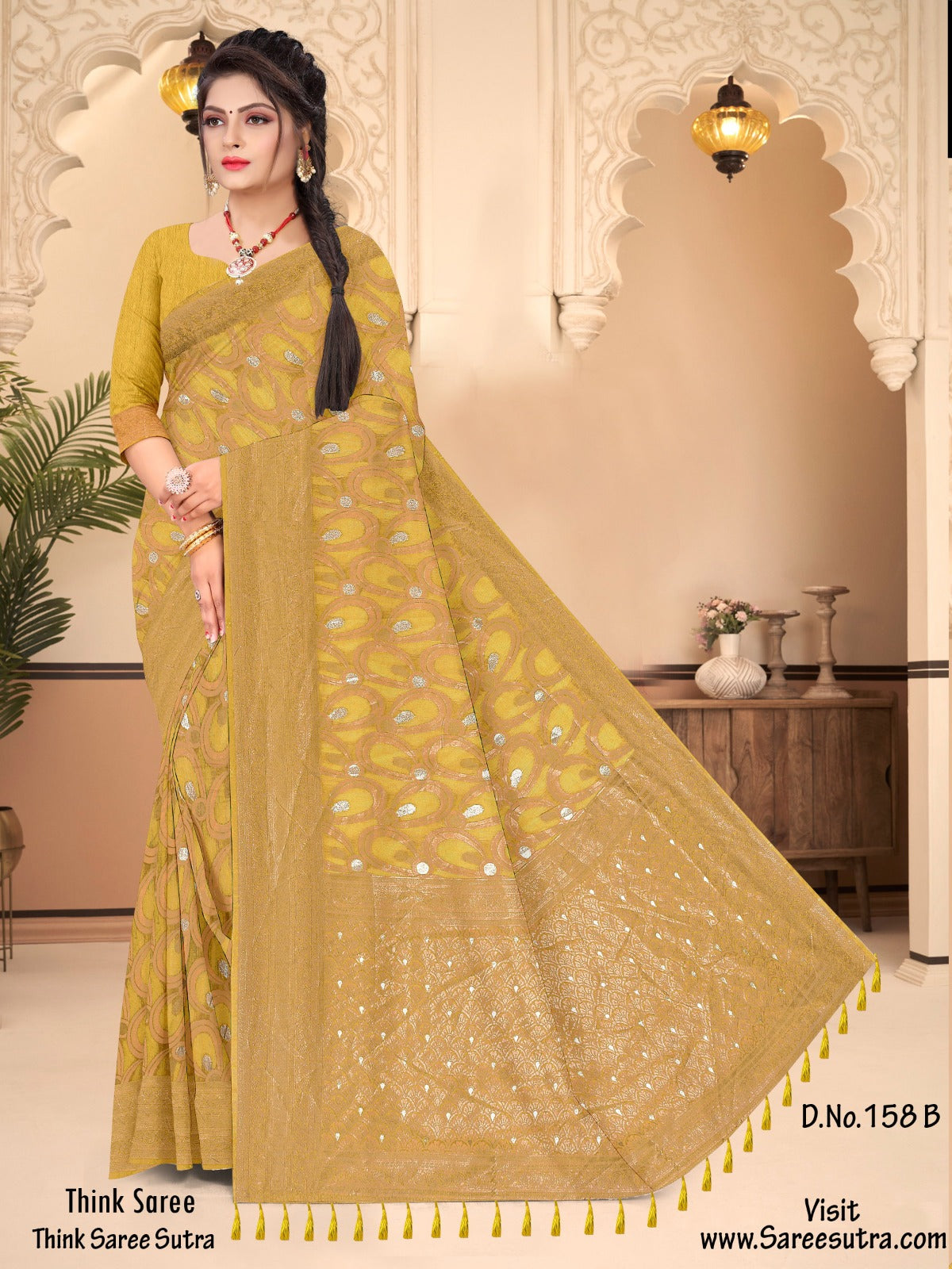 AUREOLIN YELLOW BANARASI SILK WITH ZARI WEAVING SAREE