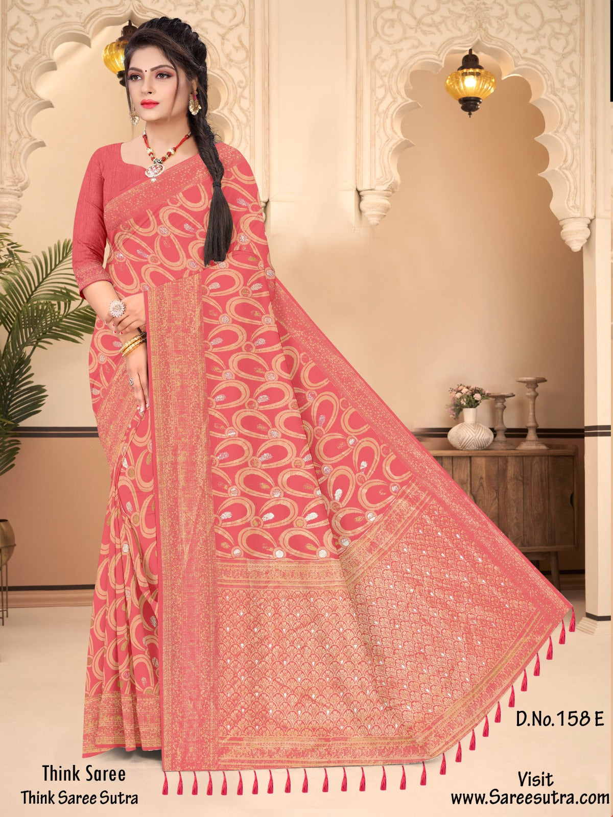 GAJARI PINK BANARASI SILK WITH ZARI WEAVING SAREE