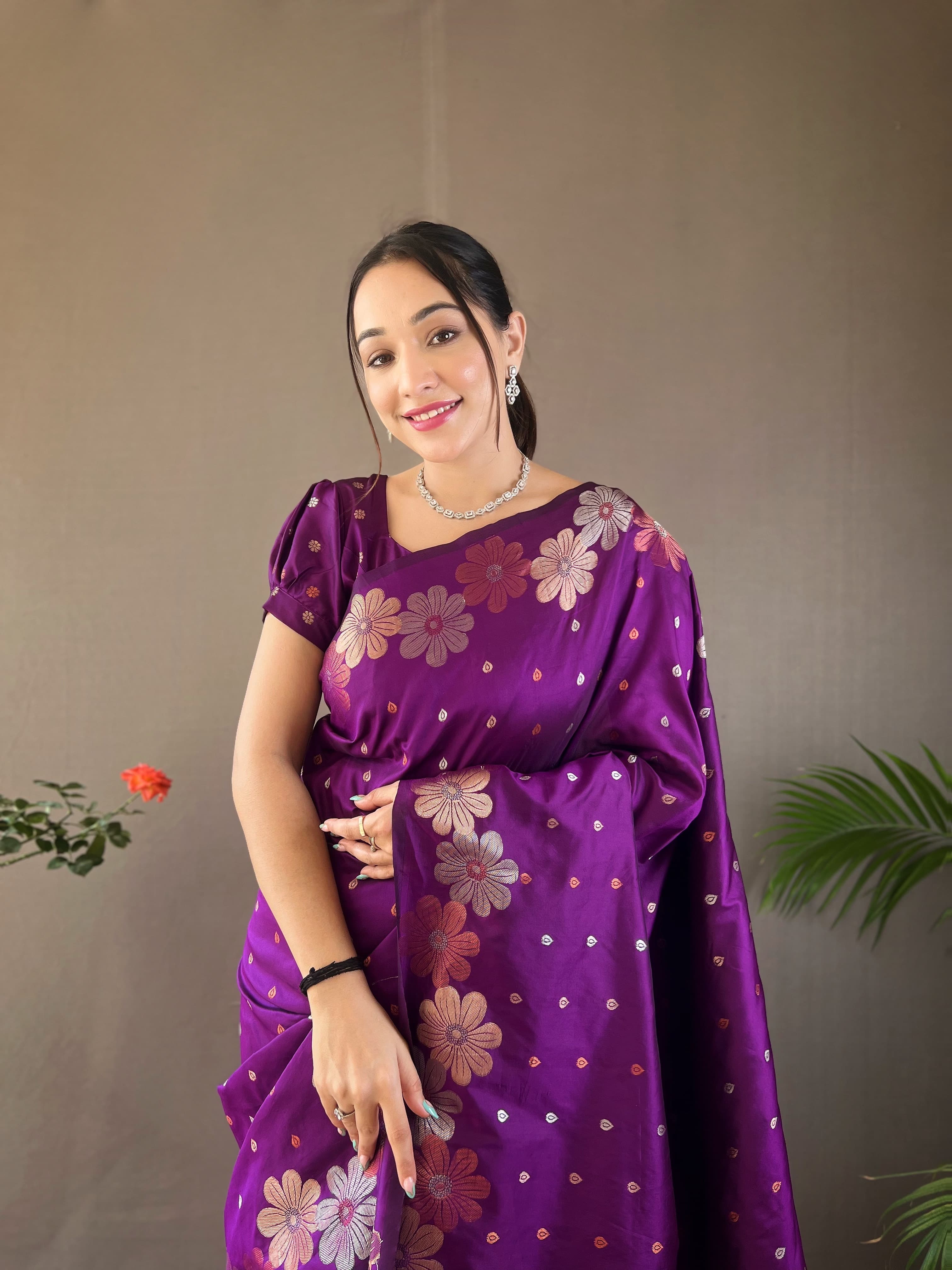 INDIGO PURPLE WOVEN BANARASI SILK SAREE