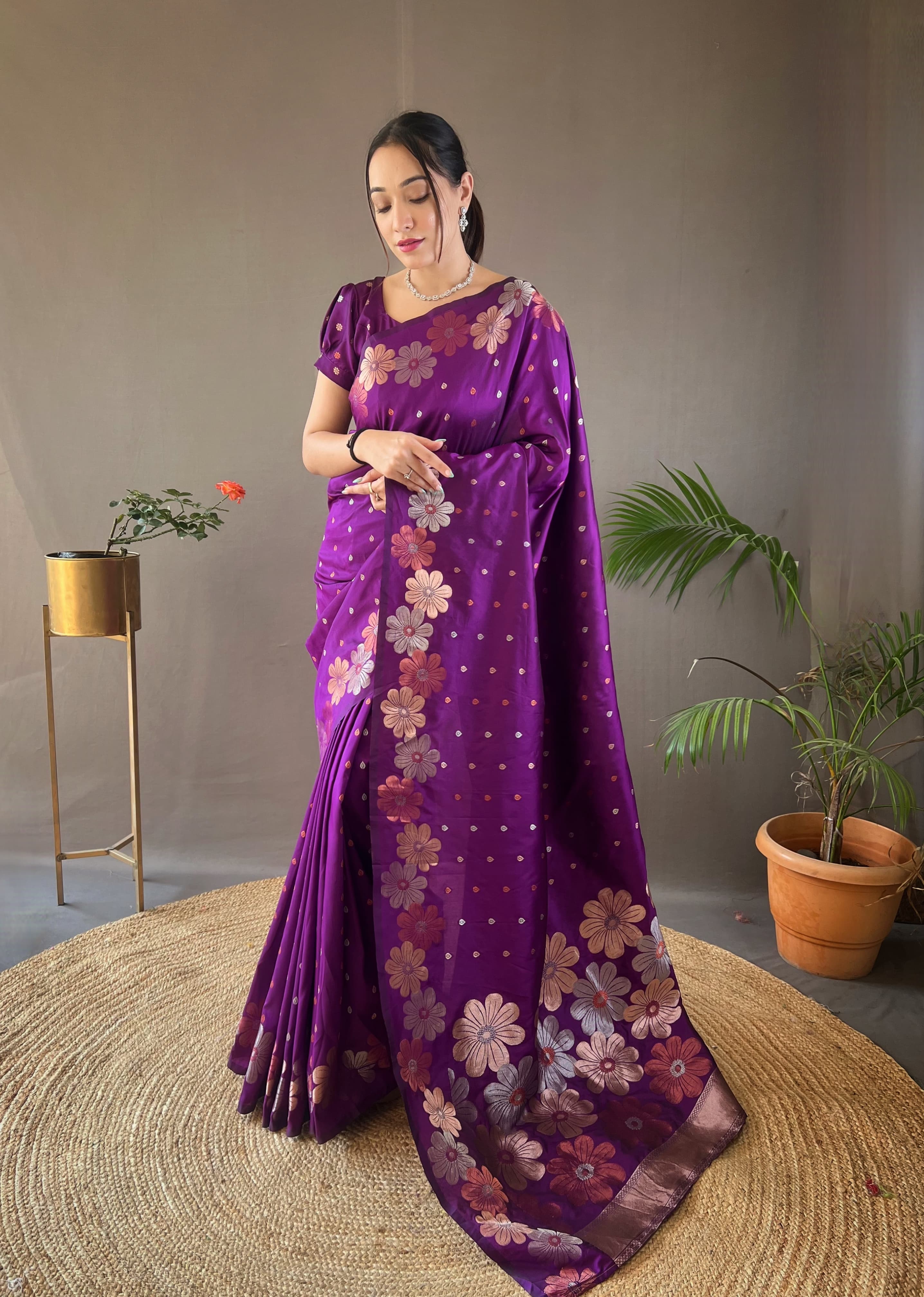 INDIGO PURPLE WOVEN BANARASI SILK SAREE