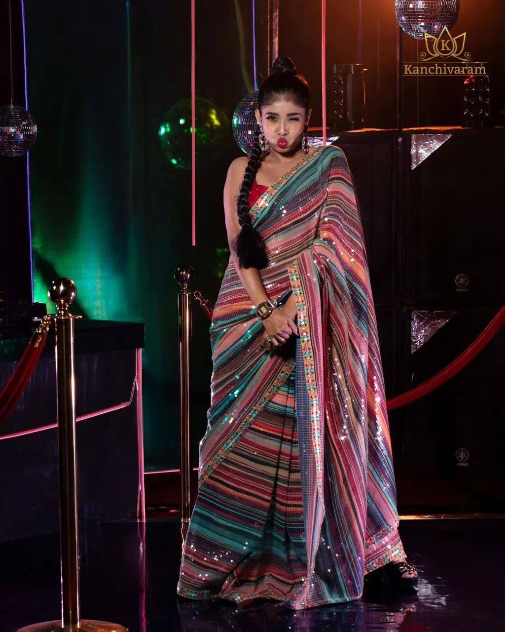 New multi colour BlockBuster Sequins Saree