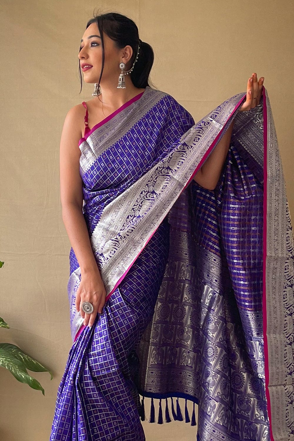 BERRY BLUE HANDLOOM BANARASI SILK SAREE