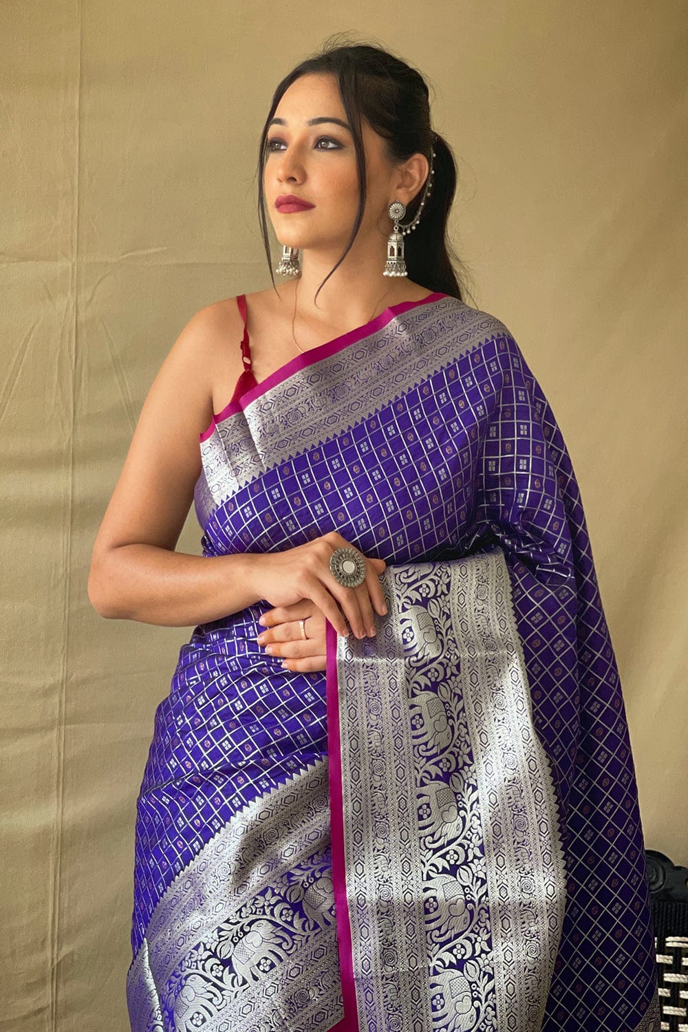 BERRY BLUE HANDLOOM BANARASI SILK SAREE