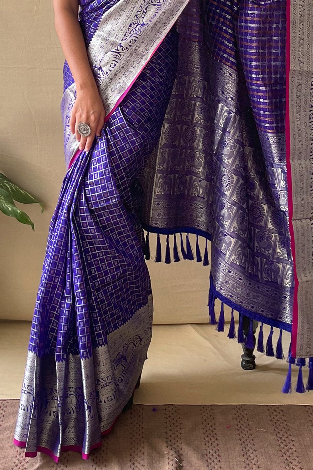 BERRY BLUE HANDLOOM BANARASI SILK SAREE