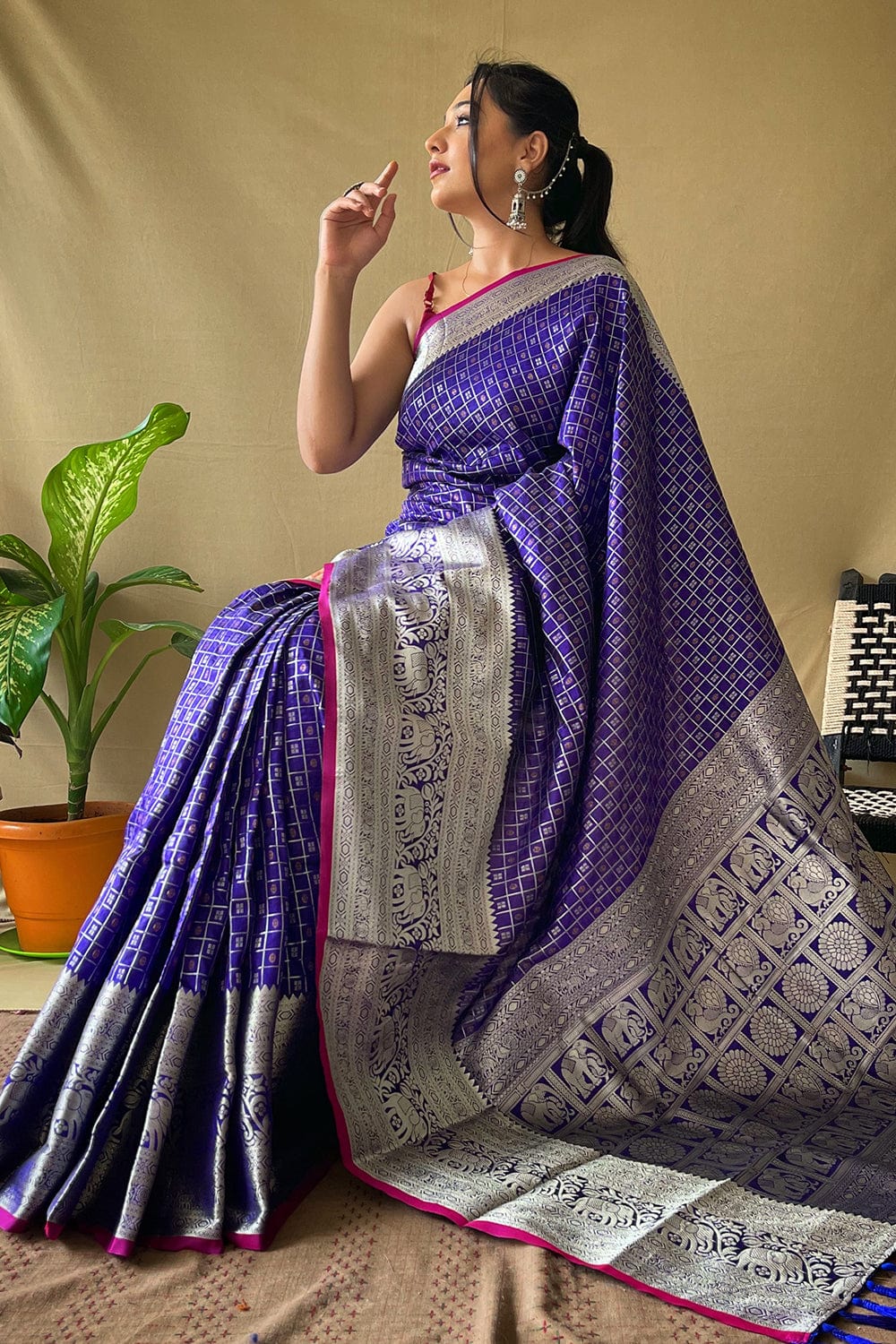 BERRY BLUE HANDLOOM BANARASI SILK SAREE