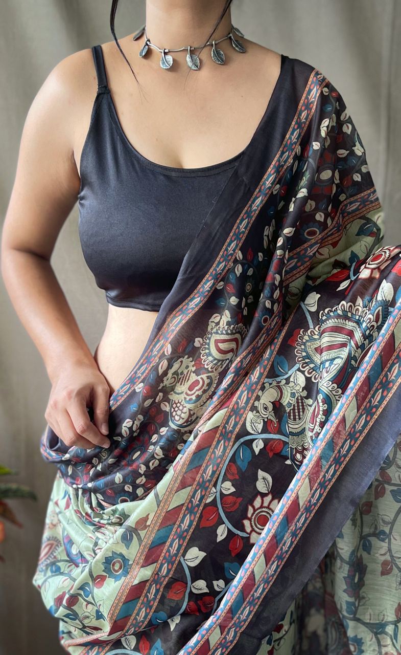 Green Emerald Enchantment Enigmatic Kalamkari Tale