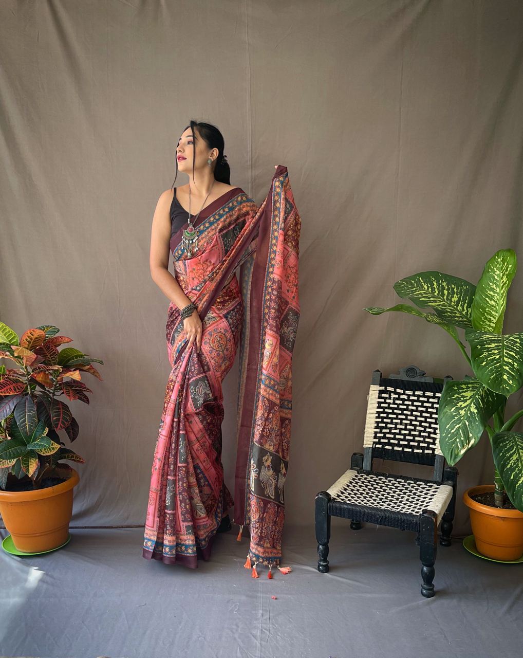 Whispers of Pink: Enchanting Kalamkari Delight