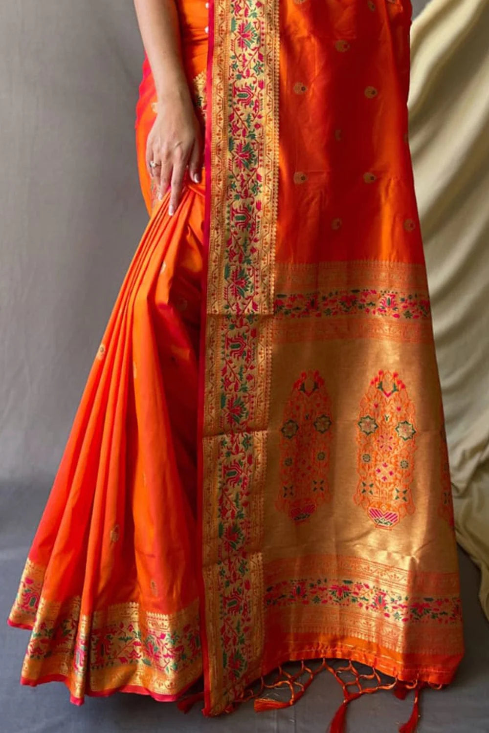 SUNSET ORANGE Paithani Saree